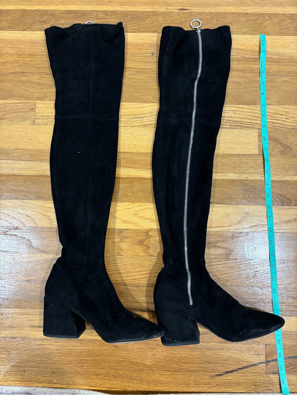 Dolce Vita Black Over-the-Knee Block Heel Boots with Side Zip